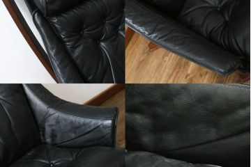 北欧ビンテージ　美品　ノルウェー　バットネ(Vatne)　スペシャル　オットマン付きは珍しい!くつろぎ感が抜群のファルコンチェアとオットマンセット(ラウンジチェア、アームレスチェア、フットスツール、椅子、イス、ヴィンテージ)(R-081252)