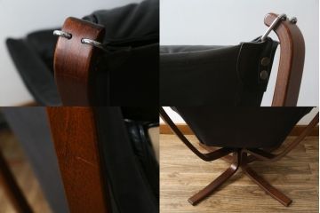 北欧ビンテージ　美品　ノルウェー　バットネ(Vatne)　スペシャル　オットマン付きは珍しい!くつろぎ感が抜群のファルコンチェアとオットマンセット(ラウンジチェア、アームレスチェア、フットスツール、椅子、イス、ヴィンテージ)(R-081252)