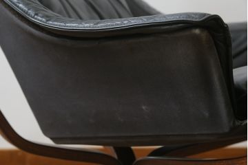 北欧ビンテージ　美品　ノルウェー　バットネ(Vatne)　スペシャル　オットマン付きは珍しい!くつろぎ感が抜群のファルコンチェアとオットマンセット(ラウンジチェア、アームレスチェア、フットスツール、椅子、イス、ヴィンテージ)(R-081252)