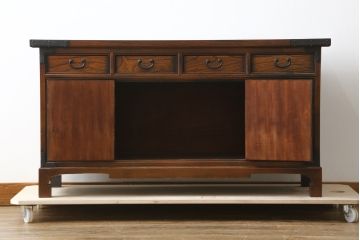 中古　美品　韓国工芸家具　モリジャン　重厚感のある金具とオリエンタルな雰囲気が魅力的なサイドボード(収納棚、戸棚、引き出し)(R-081253)