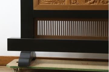 和製ビンテージ　美品!!　大迫力!!　秀峰作　緻密な龍と牡丹(ボタン)の彫刻が目を惹く衝立て(パーテーション、衝い立て、つい立て、間仕切り、ヴィンテージ)(製作費約200万円)(R-081254)