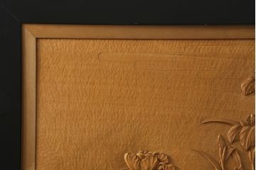 和製ビンテージ　美品!!　大迫力!!　秀峰作　緻密な龍と牡丹(ボタン)の彫刻が目を惹く衝立て(パーテーション、衝い立て、つい立て、間仕切り、ヴィンテージ)(製作費約200万円)(R-081254)
