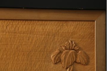 和製ビンテージ　美品!!　大迫力!!　秀峰作　緻密な龍と牡丹(ボタン)の彫刻が目を惹く衝立て(パーテーション、衝い立て、つい立て、間仕切り、ヴィンテージ)(製作費約200万円)(R-081254)