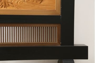 和製ビンテージ　美品!!　大迫力!!　秀峰作　緻密な龍と牡丹(ボタン)の彫刻が目を惹く衝立て(パーテーション、衝い立て、つい立て、間仕切り、ヴィンテージ)(製作費約200万円)(R-081254)