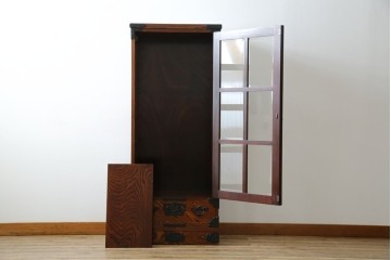 中古　美品　希少サイズ　岩谷堂箪笥　力強い木目と重厚感のある金具が目を惹くキャビネット　(R-081259)