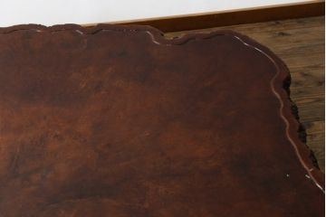 和製ビンテージ　花梨(カリン)材　天板厚14cm　自然の造形美が存在感を放つ超極厚天板一枚の座卓(ローテーブル、センターテーブル、リビングテーブル、ヴィンテージ)(R-081261)