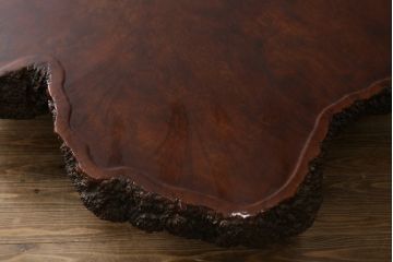 和製ビンテージ　花梨(カリン)材　天板厚14cm　自然の造形美が存在感を放つ超極厚天板一枚の座卓(ローテーブル、センターテーブル、リビングテーブル、ヴィンテージ)(R-081261)