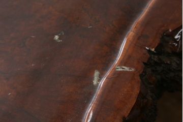 和製ビンテージ　花梨(カリン)材　天板厚14cm　自然の造形美が存在感を放つ超極厚天板一枚の座卓(ローテーブル、センターテーブル、リビングテーブル、ヴィンテージ)(R-081261)