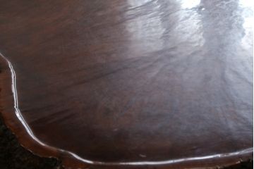 和製ビンテージ　花梨(カリン)材　天板厚14cm　自然の造形美が存在感を放つ超極厚天板一枚の座卓(ローテーブル、センターテーブル、リビングテーブル、ヴィンテージ)(R-081261)