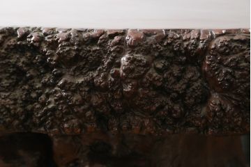 和製ビンテージ　花梨(カリン)材　天板厚14cm　自然の造形美が存在感を放つ超極厚天板一枚の座卓(ローテーブル、センターテーブル、リビングテーブル、ヴィンテージ)(R-081261)