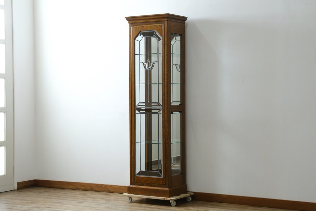 中古　美品　三越　カントリーハウス　Brugge(ブルージュ)　クラシカルな佇まいのステンドグラス入りのキャビネット　定価28万円　(R-081263)