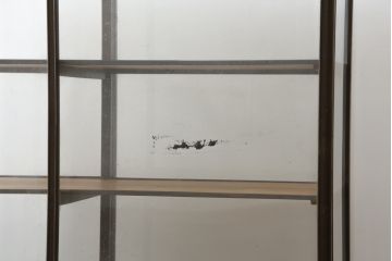 和製アンティーク　上手物!!　栗(クリ)材　作りの良い細身のフレームが上品な木枠のガラスケース(Gケース、ショーケース、ディスプレイケース、コレクションケース、サイドキャビネット、飾り棚、陳列棚、店舗什器)(R-081264)