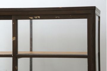 和製アンティーク　上手物!!　栗(クリ)材　作りの良い細身のフレームが上品な木枠のガラスケース(Gケース、ショーケース、ディスプレイケース、コレクションケース、サイドキャビネット、飾り棚、陳列棚、店舗什器)(R-081264)