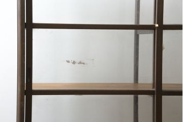 和製アンティーク　上手物!!　栗(クリ)材　作りの良い細身のフレームが上品な木枠のガラスケース(Gケース、ショーケース、ディスプレイケース、コレクションケース、サイドキャビネット、飾り棚、陳列棚、店舗什器)(R-081264)