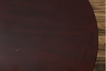 和製アンティーク　美品!!　総欅(ケヤキ)材　厚い漆塗りの高級丸型座卓(ちゃぶ台、ローテーブル、ラウンドテーブル、センターテーブル、リビングテーブル)(R-081267)
