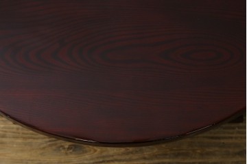 和製アンティーク　美品!!　総欅(ケヤキ)材　厚い漆塗りの高級丸型座卓　(R-081267)