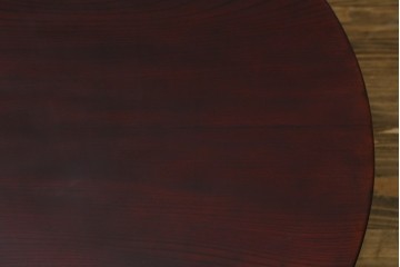 和製アンティーク　美品!!　総欅(ケヤキ)材　厚い漆塗りの高級丸型座卓　(R-081267)