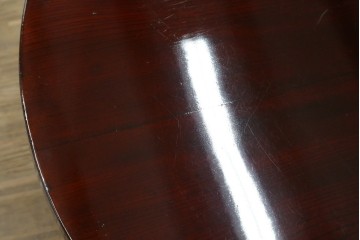 和製アンティーク　美品!!　総欅(ケヤキ)材　厚い漆塗りの高級丸型座卓　(R-081267)