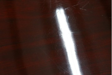 和製アンティーク　美品!!　総欅(ケヤキ)材　厚い漆塗りの高級丸型座卓　(R-081267)