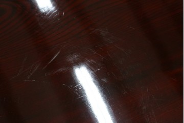 和製アンティーク　美品!!　総欅(ケヤキ)材　厚い漆塗りの高級丸型座卓　(R-081267)