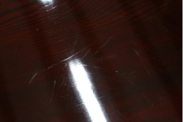 和製アンティーク　美品!!　総欅(ケヤキ)材　厚い漆塗りの高級丸型座卓　(R-081267)