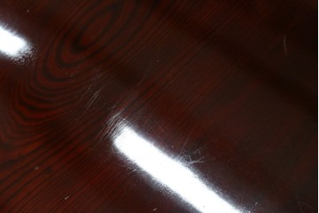 和製アンティーク　美品!!　総欅(ケヤキ)材　厚い漆塗りの高級丸型座卓　(R-081267)