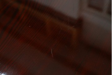 和製アンティーク　美品!!　総欅(ケヤキ)材　厚い漆塗りの高級丸型座卓　(R-081267)