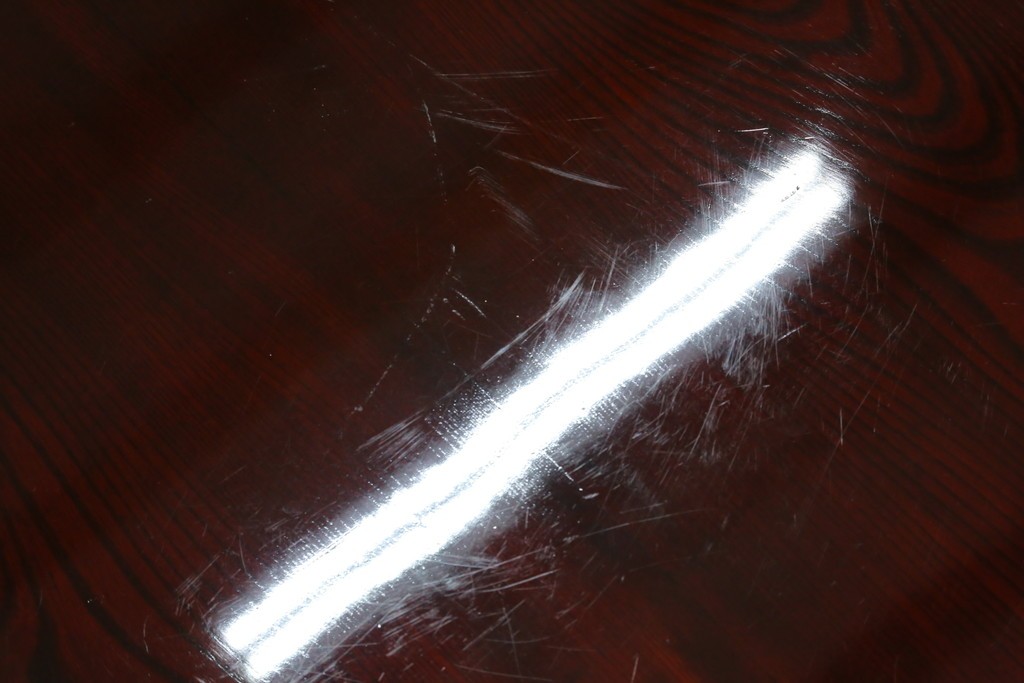 和製アンティーク　美品!!　総欅(ケヤキ)材　厚い漆塗りの高級丸型座卓　(R-081267)