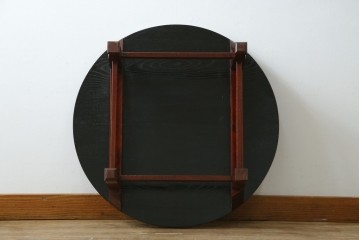 和製アンティーク　美品!!　総欅(ケヤキ)材　厚い漆塗りの高級丸型座卓　(R-081267)