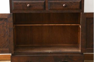 和製ビンテージ　松本民芸家具　#58型　お洒落な扉のデザインが印象的な食器棚(カップボード、戸棚、収納棚、キャビネット、本箱、ヴィンテージ)(定価約55万円)(R-081269)