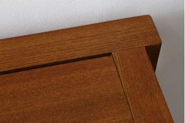 中古　美品　最高級　総欅(ケヤキ)材　無垢　四枚引き戸　上質な和の空間を演出する水屋箪笥サイドボード(食器棚、収納棚、戸棚、カップボード、サイドキャビネット)(R-081274)