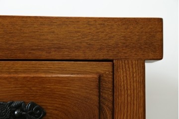 中古　美品　最高級　総欅(ケヤキ)材　無垢　四枚引き戸　水屋箪笥下段　上質な和の空間を演出するサイドボード　(R-081275)