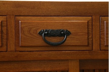 中古　美品　最高級　総欅(ケヤキ)材　無垢　四枚引き戸　水屋箪笥下段　上質な和の空間を演出するサイドボード　(R-081275)