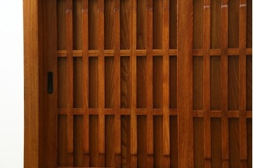 中古　美品　最高級　総欅(ケヤキ)材　無垢　四枚引き戸　水屋箪笥下段　上質な和の空間を演出するサイドボード　(R-081275)