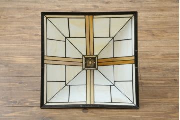 中古　美品　アメリカ　Stickley(スティックレー、スティックレイ)　Mission Collection(ミッション・コレクション)　コンテンポラリー　モダンデザインのステンドグラスシェードが目を引くフロアランプ(フロアスタンド、スタンド照明、シェードライト)(定価約28万円)(R-081281)