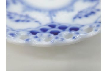 デンマーク　ROYAL COPENHAGEN(ロイヤルコペンハーゲン)　ブルーフルーテッド　プレイン　ハーフレース　フルレース　ブルーフラワー　食卓に華やぎを与えるミニプレート5枚セット(小皿、豆皿、フラワー、花、洋食器、北欧、共箱付き)(R-081291)