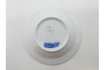 デンマーク　ROYAL COPENHAGEN(ロイヤルコペンハーゲン)　ブルーフルーテッド　プレイン　ハーフレース　フルレース　ブルーフラワー　食卓に華やぎを与えるミニプレート5枚セット(小皿、豆皿、フラワー、花、洋食器、北欧、共箱付き)(R-081291)