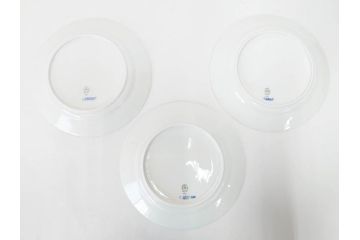 デンマーク　ROYAL COPENHAGEN(ロイヤルコペンハーゲン)　ブルーフルーテッド ハーフレース　約25cm　プレート3枚セット(大皿、洋食器、北欧)(R-081292)