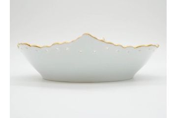 希少　デンマーク　ROYAL COPENHAGEN(ロイヤルコペンハーゲン)　バーガンディ　フルーテッド　フルレース　上品な雰囲気漂うシェルディッシュ(金彩、プレート、貝、中皿、変形皿、洋食器、北欧)(R-081293)