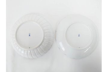 ドイツ　マイセン　Meissen　ブルーオニオン　美しい意匠が上品な雰囲気を高めるプレート&サラダボウルセット(サラダディッシュ、花形、花型、深皿、中皿、菊割り、洋食器)(R-081295)