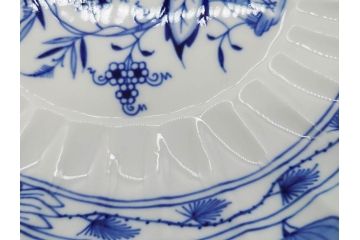 ドイツ　マイセン　Meissen　ブルーオニオン　美しい意匠が上品な雰囲気を高めるプレート&サラダボウルセット(サラダディッシュ、花形、花型、深皿、中皿、菊割り、洋食器)(R-081295)