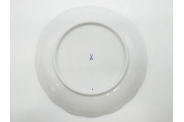 ドイツ　マイセン　Meissen　ブルーオニオン　美しい意匠が上品な雰囲気を高めるプレート&サラダボウルセット(サラダディッシュ、花形、花型、深皿、中皿、菊割り、洋食器)(R-081295)