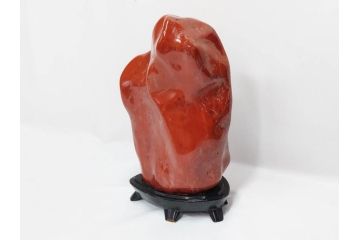 佐渡赤玉石　自然石　天然石　水石　重さ約19.48kg　素材そのものの色や形を楽しめる鑑賞石(台座付き、置物、ディスプレイ)(R-081301)