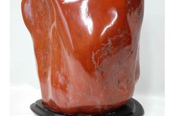 佐渡赤玉石　自然石　天然石　水石　重さ約19.48kg　素材そのものの色や形を楽しめる鑑賞石(台座付き、置物、ディスプレイ)(R-081301)