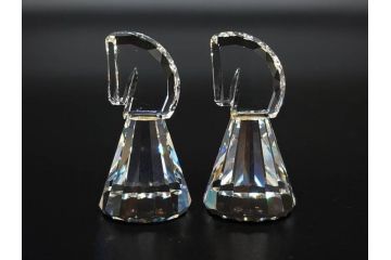オーストリア　SWAROVSKI(スワロフスキー)　SILVER CRYSTAL(シルバー クリスタル)　チェスセット(チェス盤、駒、ピース、スワン印、ケース付き、外箱付き)(R-081304)