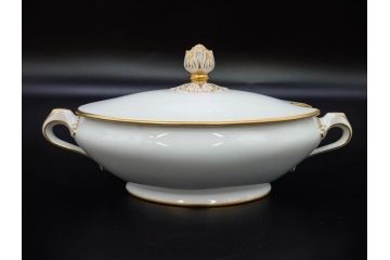 大倉陶園(OKURA、OAC)　オールド大倉　ゴールドライン　静謐な美しさのあるソースボート&蓋物(金彩、グレイビーボート、ソースポット、水切りボウル)(R-081305)