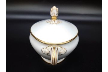 大倉陶園(OKURA、OAC)　オールド大倉　ゴールドライン　静謐な美しさのあるソースボート&蓋物(金彩、グレイビーボート、ソースポット、水切りボウル)(R-081305)