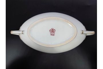 大倉陶園(OKURA、OAC)　オールド大倉　ゴールドライン　静謐な美しさのあるソースボート&蓋物(金彩、グレイビーボート、ソースポット、水切りボウル)(R-081305)