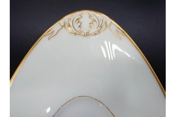 大倉陶園(OKURA、OAC)　オールド大倉　ゴールドライン　静謐な美しさのあるソースボート&蓋物(金彩、グレイビーボート、ソースポット、水切りボウル)(R-081305)