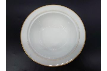 大倉陶園(OKURA、OAC)　オールド大倉　ゴールドライン　静謐な美しさのあるソースボート&蓋物(金彩、グレイビーボート、ソースポット、水切りボウル)(R-081305)
